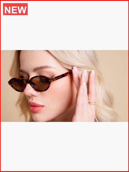 Polarized Retro Oval Cat Eye Sunglasses, UV400 Protection, Narrow Frame main image 7